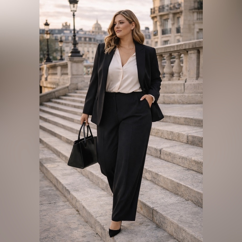 Marina Rinaldi Wide Leg Pants Black Italian Designer Size 23 Quiet Luxury Plus